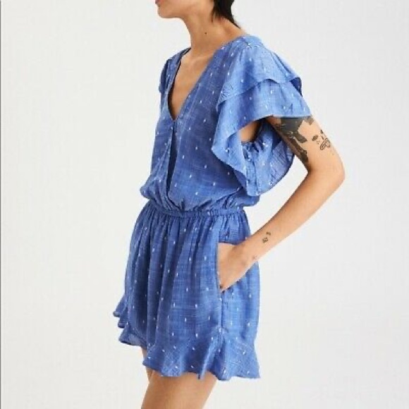 ❗️LAST CHANCE❗️ American Eagle blue ruffle romper - Picture 2 of 6